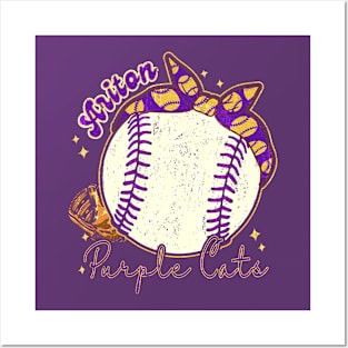 Womens Ariton Purple Cats Baseball Bow Posters and Art